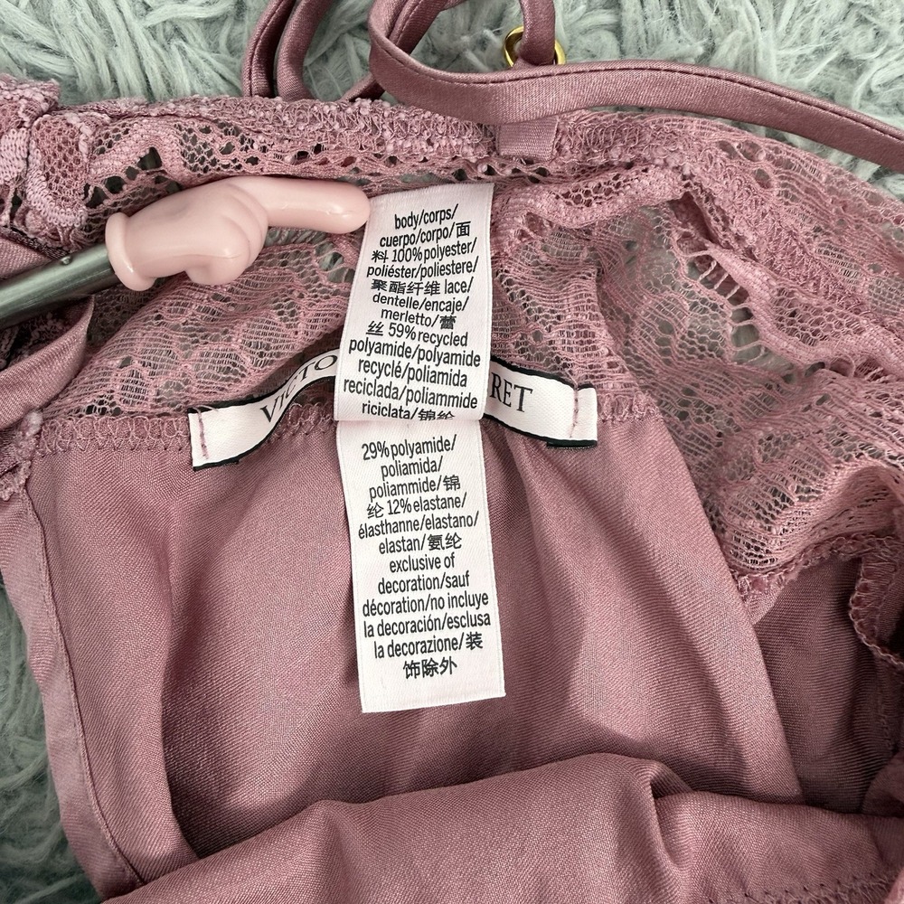 Victoria Secret Cami Top Pink Lace Trim Satin Adjustable Straps Open Back XS - Picture 4 of 9